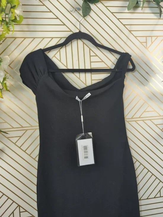 Third Form Women's intertwined Off-Shoulder Dress Black Thick Ribb Size US 6 NEW - Picture 7 of 9